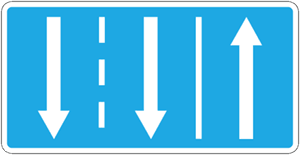 «Երթևեկության ուղղությունը գոտիներով». եթե 5.15.7 նշանի վրա պատկերված է որևէ տրանսպորտային միջոցի երթևեկությունն արգելող նշան, ապա այդ տրանսպորտային միջոցի երթևեկությունը նշված գոտիով արգելվում է: 5.15.7 նշանը համապատասխան թվով սլաքներով կարող է կիրառվել չորս և ավելի գոտիներ ունեցող ճանապարհներին.